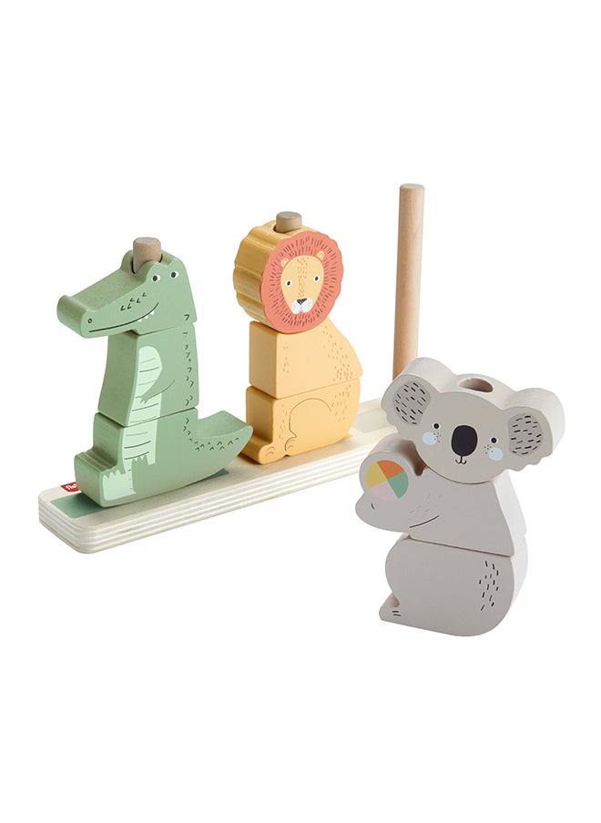 Fisher-Price - Wood Baby Toy Stack & Sort Animals, 10 Wooden Pieces For Developmental Play For Infants & Toddlers Ages 1+ Years - Image 1