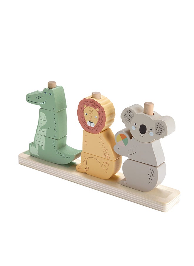 Fisher-Price - Wood Baby Toy Stack & Sort Animals, 10 Wooden Pieces For Developmental Play For Infants & Toddlers Ages 1+ Years - Image 1