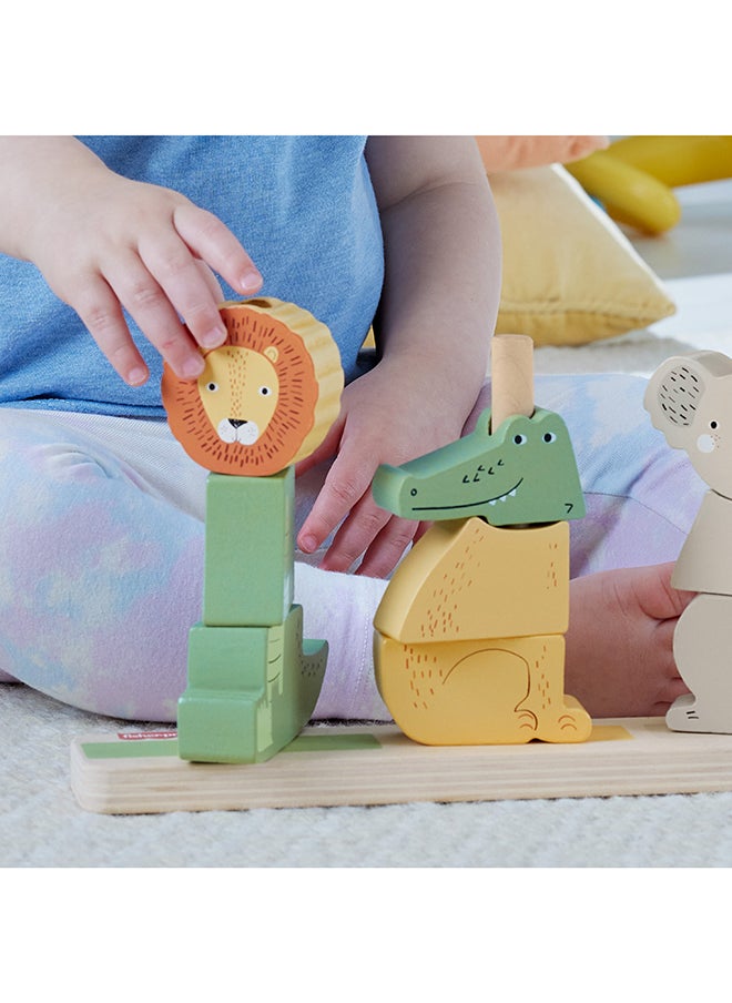 Fisher-Price - Wood Baby Toy Stack & Sort Animals, 10 Wooden Pieces For Developmental Play For Infants & Toddlers Ages 1+ Years - Image 1