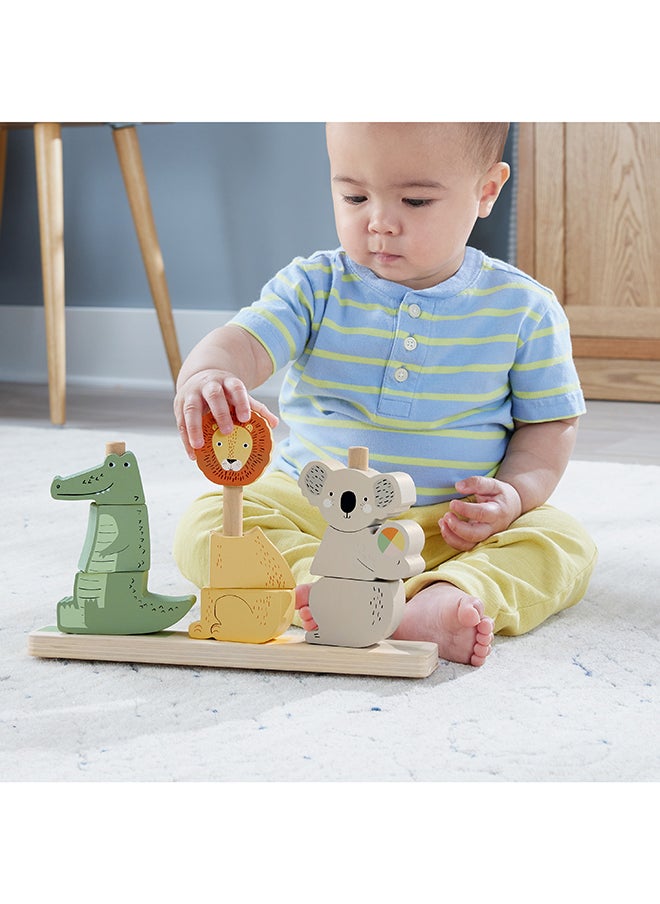 Fisher-Price - Wood Baby Toy Stack & Sort Animals, 10 Wooden Pieces For Developmental Play For Infants & Toddlers Ages 1+ Years - Image 1