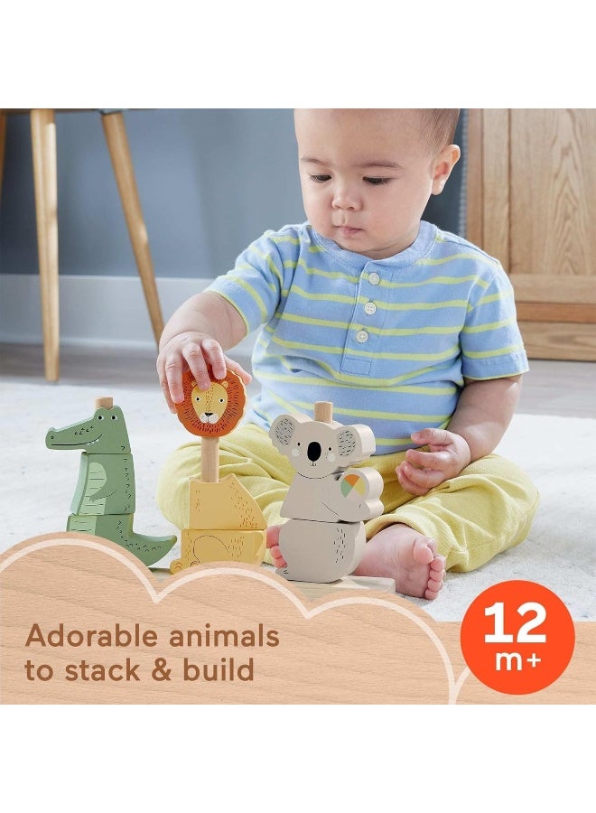 Fisher-Price ​Baby & Toddler Toy Wooden Stack & Sort Animals, 10 Wood Pieces For Developmental Play Ages 1+ Years  - Image 3