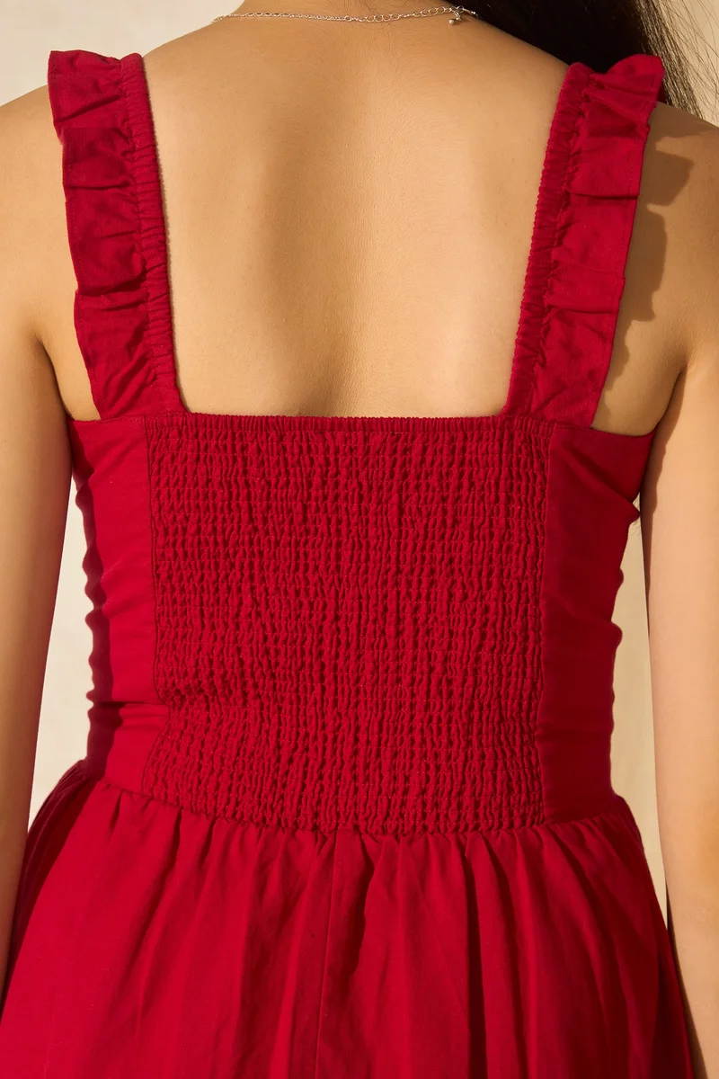 Virgio Linen Midi Brunchwear Dresses for Women