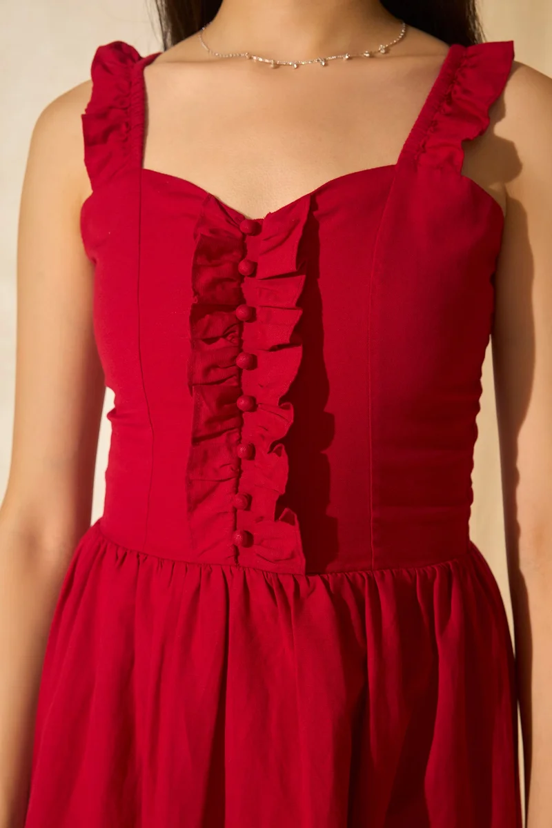 Virgio Linen Midi Brunchwear Dresses for Women