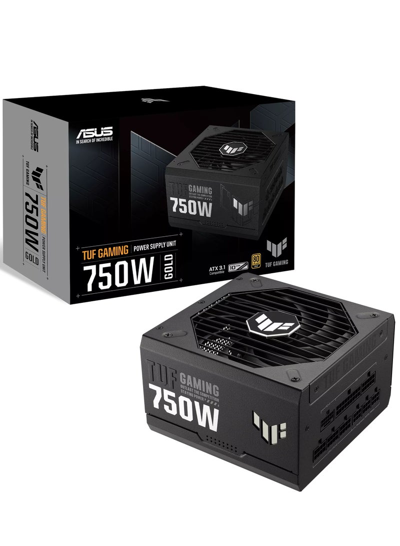 ASUS TUF Gaming 750W Gold (750 Watt, Fully Modular Power Supply, 80+ Gold Certified, ATX 3.1 Compatible,Intel Form Factor ATX12V, Military-grade Components, Dual Ball Bearing, Axial-tech Fan, PCB Coating) - Image 1