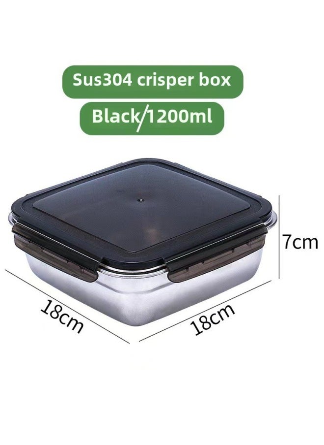 Generic Factory Direct 304 Stainless Steel Fresh-keeping Box Refrigerator Sealed Box Storage Box Fruit And Vegetable Pickle Bucket Lunch Box-Specifications:Square 1200ml  - Image 1