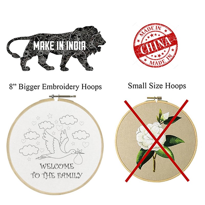 Embroiderymaterial Combo of 3 Embroidery Kit for Beginners/Cross Stitch Baby Shower Gift Welcome to the Family, Little Sunshine & You are My Superstar Design Digital Printed Cloth & Written Instructions, Handmade Gifts/All Material Included (Combo of All 3) - Image 4