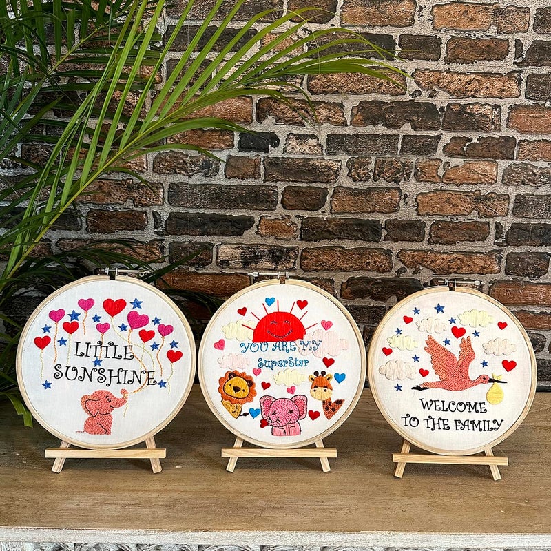 Embroiderymaterial Combo of 3 Embroidery Kit for Beginners/Cross Stitch Baby Shower Gift Welcome to the Family, Little Sunshine & You are My Superstar Design Digital Printed Cloth & Written Instructions, Handmade Gifts/All Material Included (Combo of All 3) - Image 5