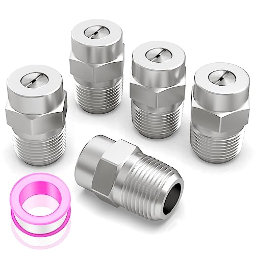 MEANLIN 50 Degree Surface Cleaner Tips, 1/4 Inch NPT Male, 2.5 Orifice, 4000 PSI Threaded Spray Nozzles, Replacement for Water Gun, Water Broom and Surface Cleaner (5-Pack) - Image 1