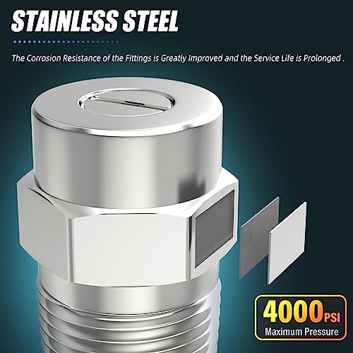 MEANLIN 50 Degree Surface Cleaner Tips, 1/4 Inch NPT Male, 2.5 Orifice, 4000 PSI Threaded Spray Nozzles, Replacement for Water Gun, Water Broom and Surface Cleaner (5-Pack) - Image 5