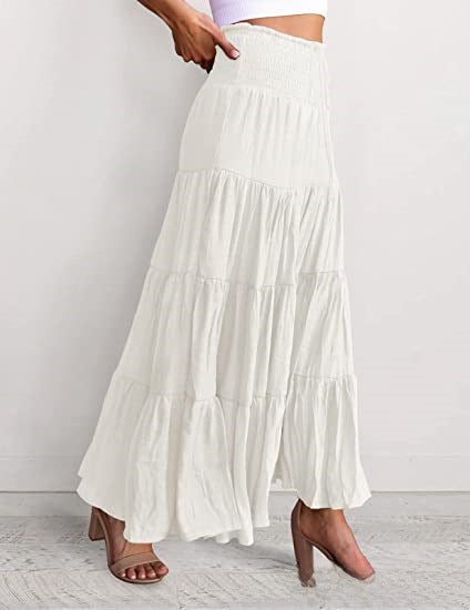 2022 Bohemian High Waist A-Line Maxi Skirt Pink  - Image 3