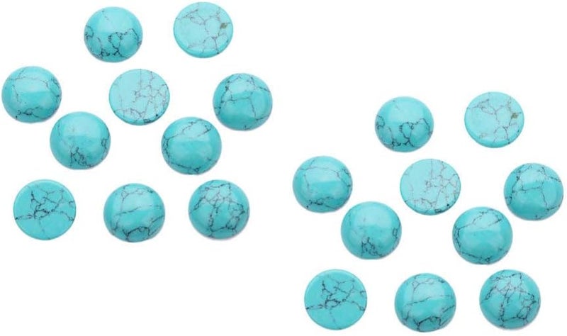comfrt 20pcs Natural Half Round Flat Back Cabochons Stones Beads Blue Turquoise Semi Precious Gemstones Dome Cameos for Jewelry Making 14mm - Image 3