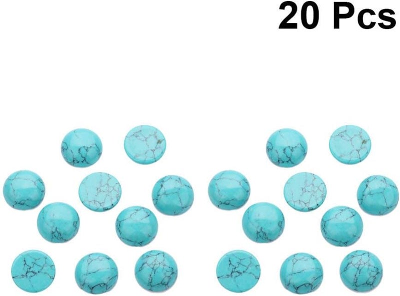 comfrt 20pcs Natural Half Round Flat Back Cabochons Stones Beads Blue Turquoise Semi Precious Gemstones Dome Cameos for Jewelry Making 14mm - Image 2