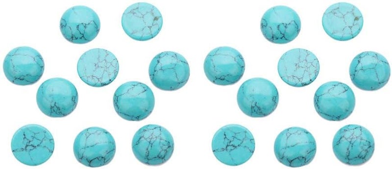 comfrt 20pcs Natural Half Round Flat Back Cabochons Stones Beads Blue Turquoise Semi Precious Gemstones Dome Cameos for Jewelry Making 14mm - Image 1