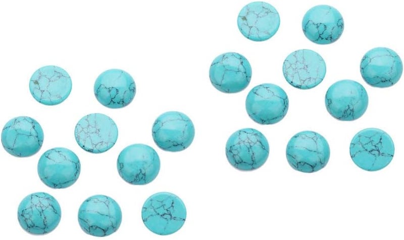 comfrt 20pcs Natural Half Round Flat Back Cabochons Stones Beads Blue Turquoise Semi Precious Gemstones Dome Cameos for Jewelry Making 14mm - Image 5