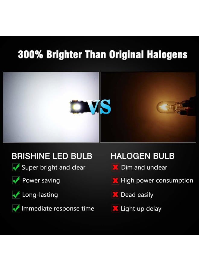 BRISHINE 194 LED Bulbs 6000K Xenon White Extremely Bright 5630 Chipsets T10 168 2825 175 W5W LED Replacement Bulbs for Car Interior Dome Map Door Courtesy License Plate Lights (Pack of 10) - Image 2