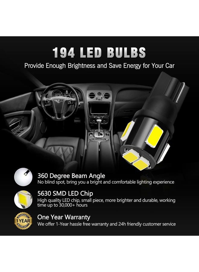 BRISHINE 194 LED Bulbs 6000K Xenon White Extremely Bright 5630 Chipsets T10 168 2825 175 W5W LED Replacement Bulbs for Car Interior Dome Map Door Courtesy License Plate Lights (Pack of 10) - Image 3