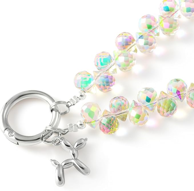 KHOLAD Crystal Phone Wrist Strap Phone Charm Chain Keychain Beaded Cellphone Lanyard with Tether Tab Hands-Free Wristlet Bracelet Wrist Grip Strap for Women - Image 3