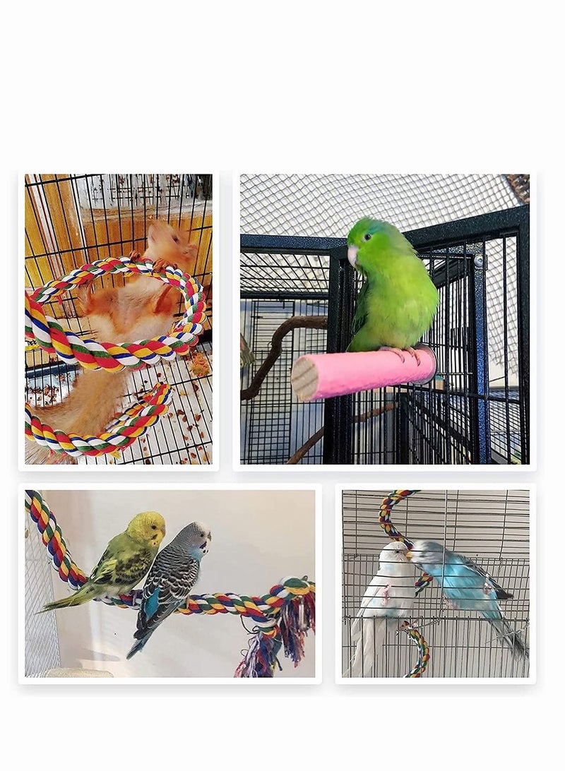 الأزرق جي دبليو Birds Toys, Bird Perches Perch Stand Rope Toys 3 Pcs for Parakeets Cockatiels Conures Macaws Lovebirds Finches - Image 3