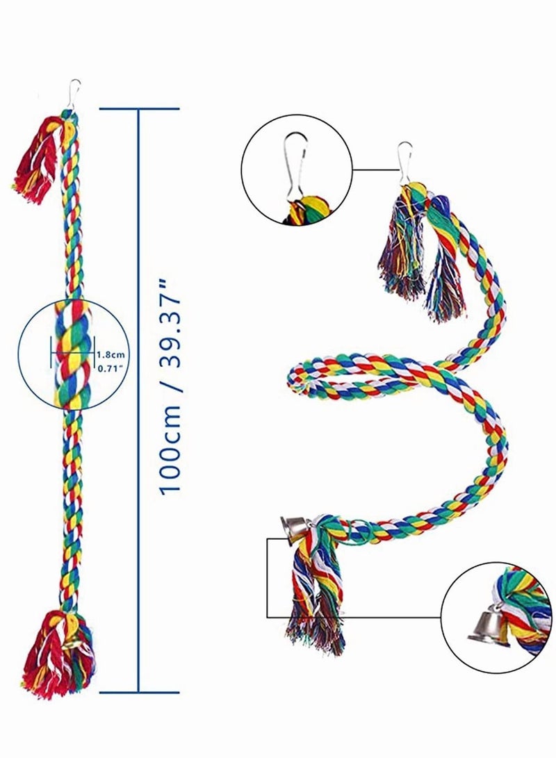 الأزرق جي دبليو Birds Toys, Bird Perches Perch Stand Rope Toys 3 Pcs for Parakeets Cockatiels Conures Macaws Lovebirds Finches - Image 5