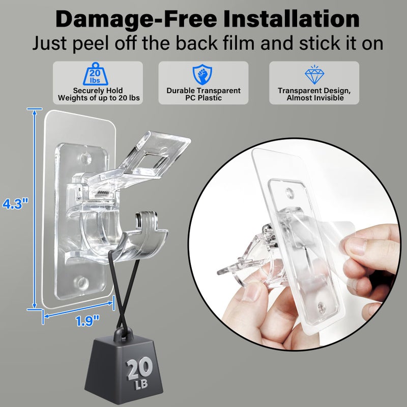 Antimbee 12-Pack No Drill Needed Curtain Rod Brackets, Self Adhesive Rod Holders, Multipurpose Nail Free Stick on Curtain Rod Hooks, Curtain Hangers for Dorm, Bathroom, Bedroom, Livingroom Decor - Image 5