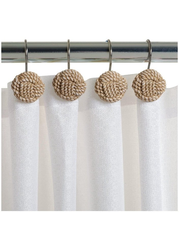 Boho Knots Shower Curtain Hooks, Home Decorative Shower Curtain Rings for Bathroom, Seaside Nautical Shower Curtain Hangers Bathroom Accessories, Set of 12  - Image 3