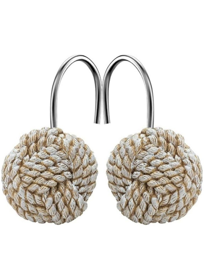 Boho Knots Shower Curtain Hooks, Home Decorative Shower Curtain Rings for Bathroom, Seaside Nautical Shower Curtain Hangers Bathroom Accessories, Set of 12  - Image 2