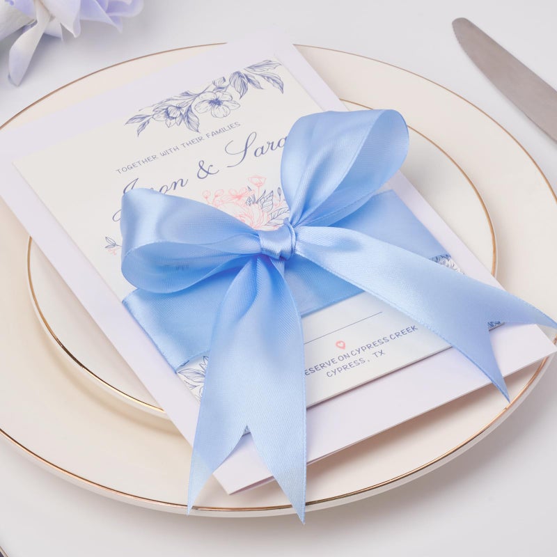Mauproy 1-1/2 Inch Wide Sky Blue Satin Ribbon, 50 Yards Solid Polyester Fabric Ribbon for Roses Making, Gift Wrapping, Easter, Flower Bouquets, Wedding Decorations, Handmade Crafts - Image 5