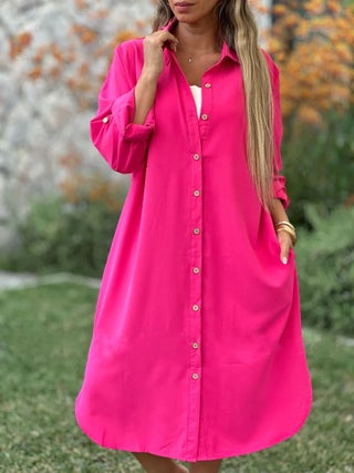 Spring 2024 New Amazon Cross-border Cotton and Linen Womens Solid Color Loose Casual Long Sleeve Long Button Shirt Dress Rose - pzsku/Z124E6F8DCD846CFCE042Z/45/1746209639/8503c1ea-3af3-405b-9e4f-77c024338a1f