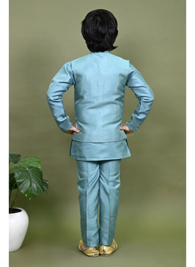 BT DEZINES Teal Blue Kurta Pajama Set for Boys