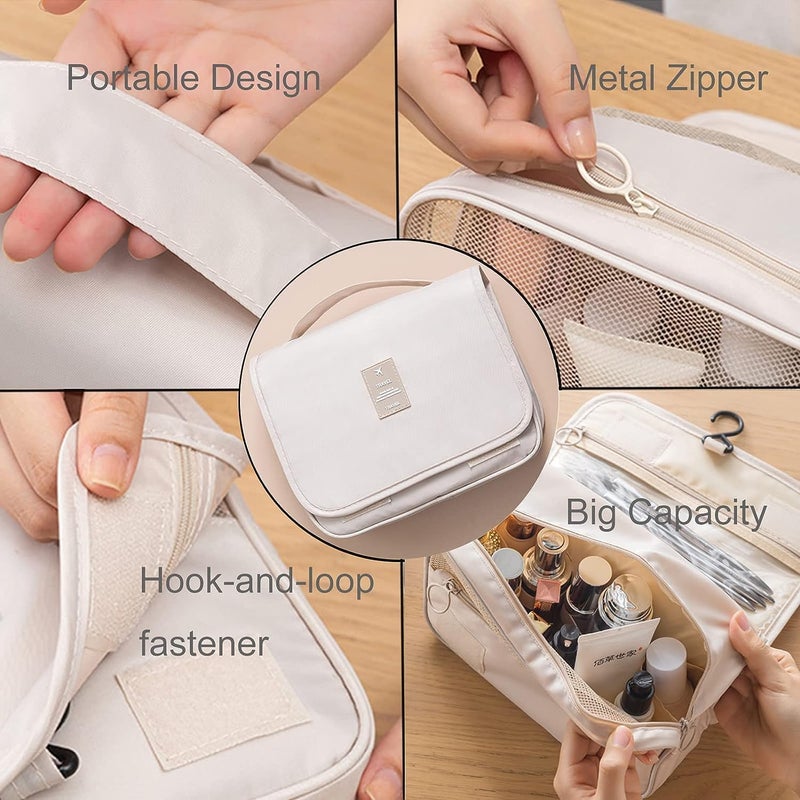 TAGUDA Multi-Function Travel Hanging Toiletry Bags Cosmetic Bag Makeup Bag for Women, Men (CREAM) - Image 4