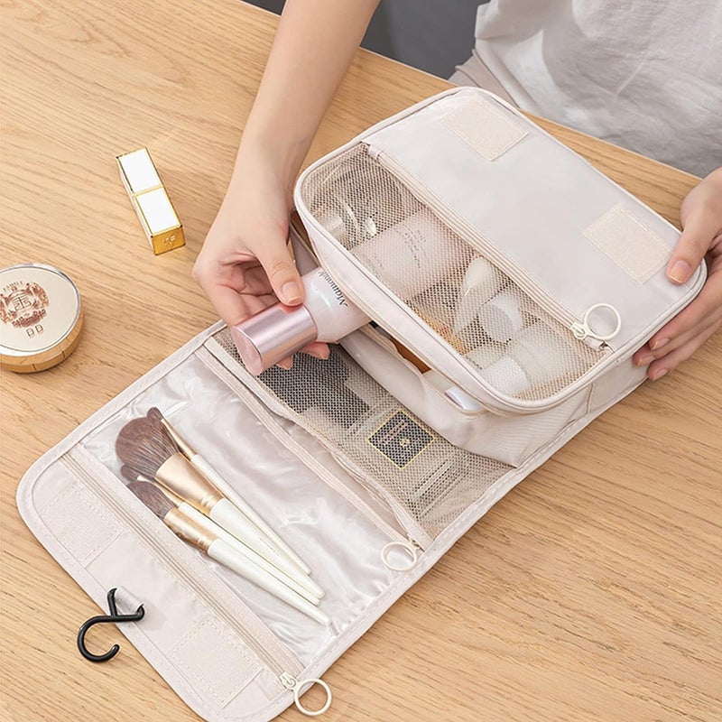 TAGUDA Multi-Function Travel Hanging Toiletry Bags Cosmetic Bag Makeup Bag for Women, Men (CREAM) - Image 2