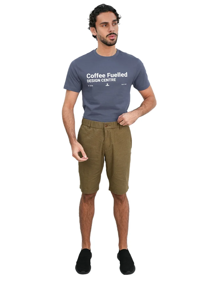 جيوردانو Men's Slim Linen Cotton Bermuda Shorts