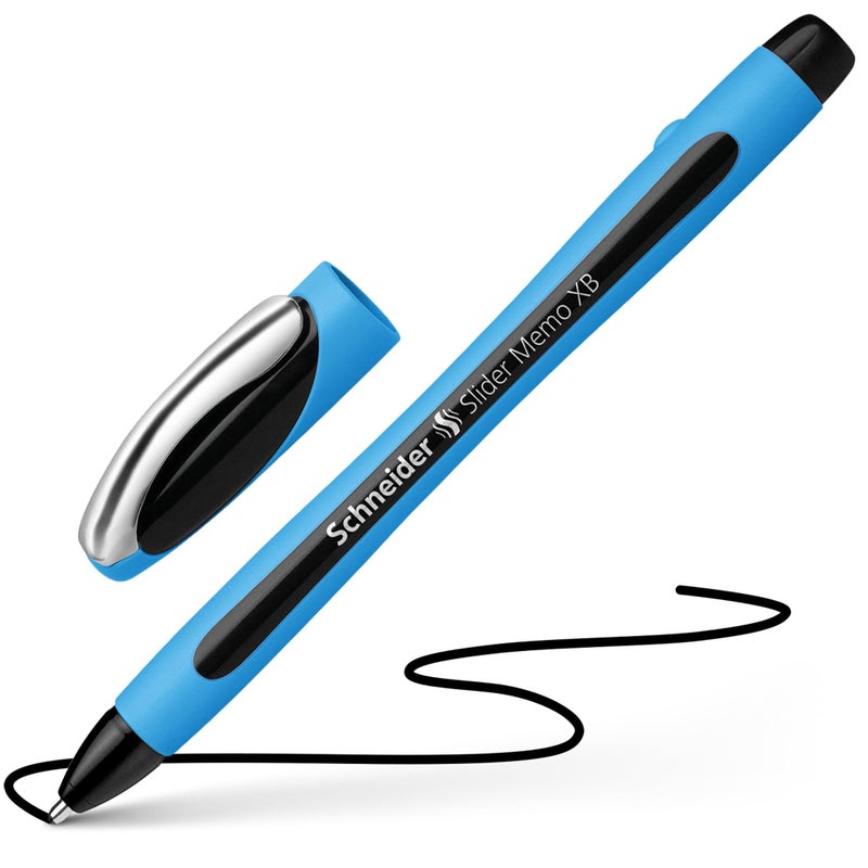 Schneider Slider Memo XB (Extra Broad) Ballpoint Pen, 1.4 mm, Light Blue Barrel, Black Ink, Box of 10 Pens (150201) - Image 4