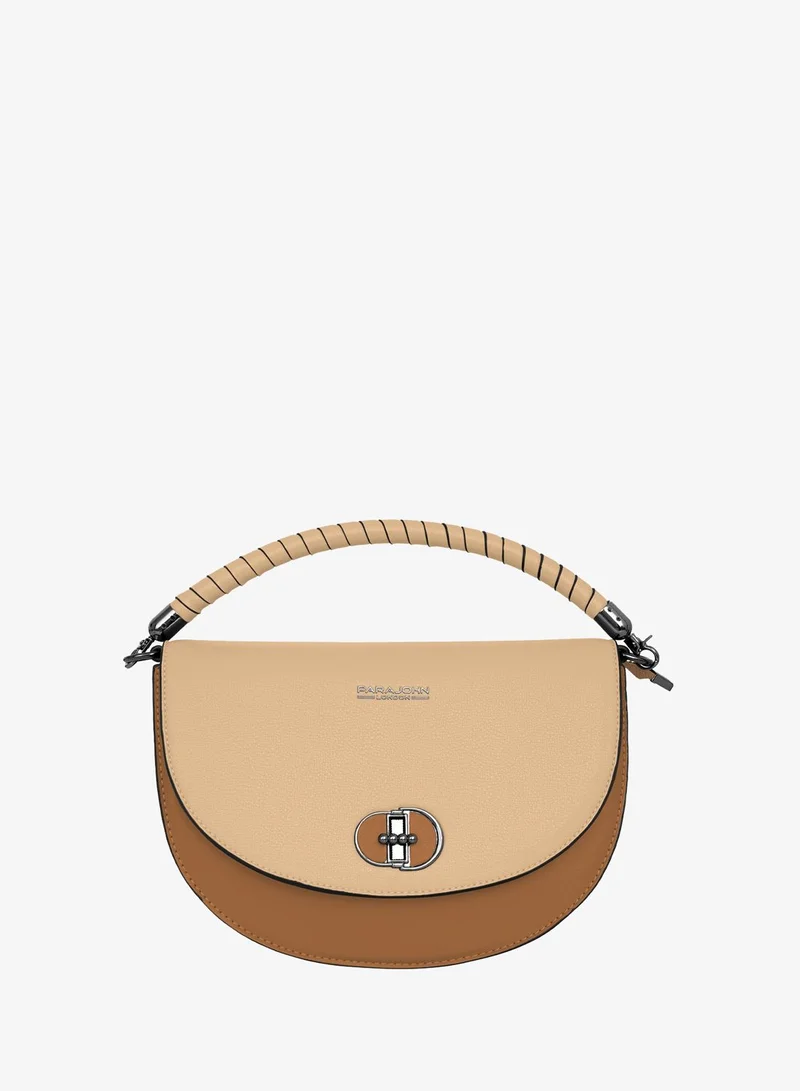 Parajohn Parajohn London Ladies Half-Moon Crossbody Handbag With Elegant Top Handle Brown