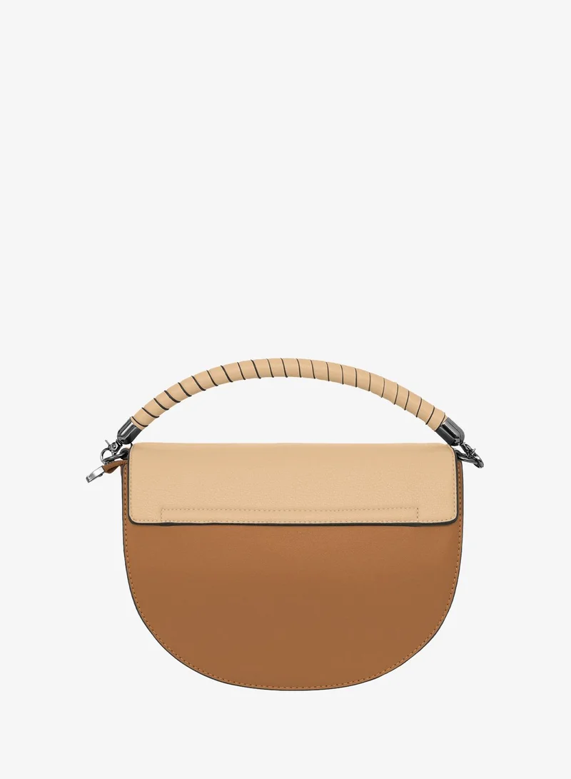 Parajohn Parajohn London Ladies Half-Moon Crossbody Handbag With Elegant Top Handle Brown