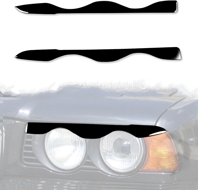 DEMULAX Gloss Black Headlight Eyelid Trim for BMW E34 - Image 1