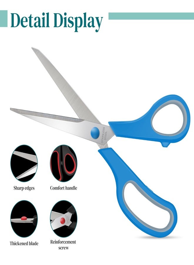 Xnluothsk 9 Packs 8" Sewing Craft Scissors Bulk,Multipurpose Heavy Duty Sharp Paper Scissors,Stainless Steel Shears for Home Office Student Teacher Supplies - Image 4