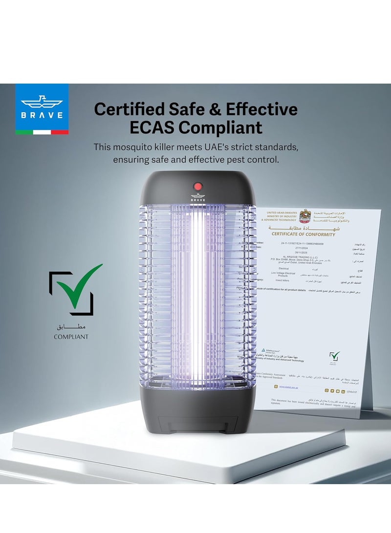 بريف قاتل الحشرات الكهربائي بمصباح UV بقدرة 10 واط (1800 فولت) | مصيدة قوية للبعوض والحشرات الطائرة | جهاز مكافحة آفات صامت وآمن للاستخدام الداخلي والخارجي | للمنزل، المطبخ، غرفة النوم، الفناء، الحديقة، المكتب، المطاعم والمساحات التجارية | لون أسود - Image 2