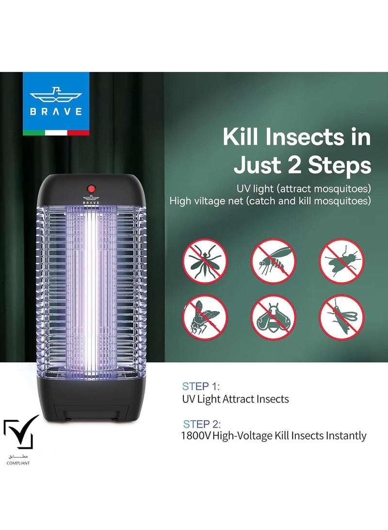 بريف قاتل الحشرات الكهربائي بمصباح UV بقدرة 10 واط (1800 فولت) | مصيدة قوية للبعوض والحشرات الطائرة | جهاز مكافحة آفات صامت وآمن للاستخدام الداخلي والخارجي | للمنزل، المطبخ، غرفة النوم، الفناء، الحديقة، المكتب، المطاعم والمساحات التجارية | لون أسود - Image 3