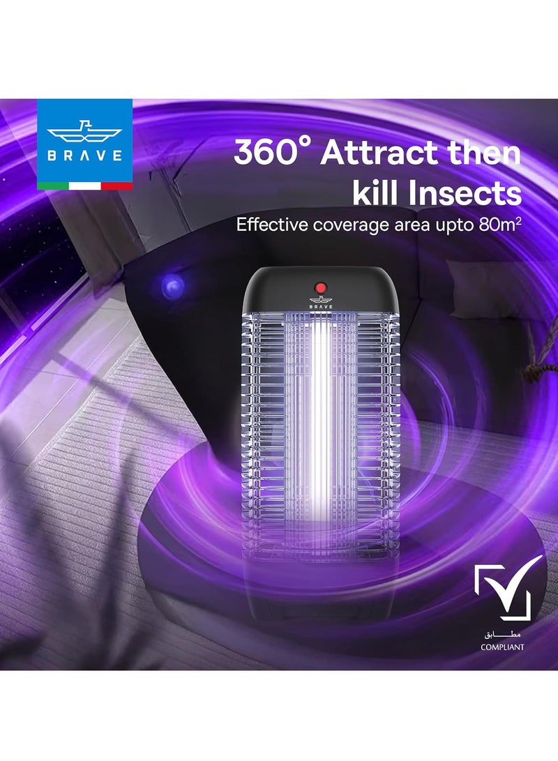 بريف قاتل الحشرات الكهربائي بمصباح UV بقدرة 10 واط (1800 فولت) | مصيدة قوية للبعوض والحشرات الطائرة | جهاز مكافحة آفات صامت وآمن للاستخدام الداخلي والخارجي | للمنزل، المطبخ، غرفة النوم، الفناء، الحديقة، المكتب، المطاعم والمساحات التجارية | لون أسود - Image 4
