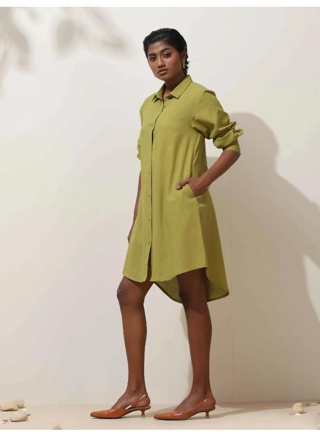 trueBrowns Pear Green Cotton Dress