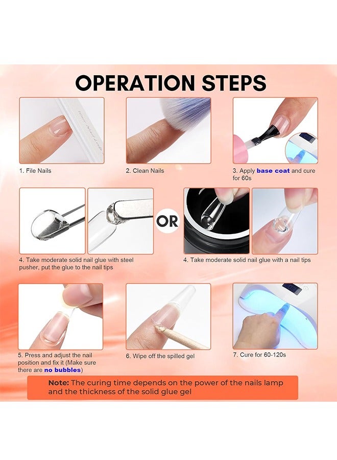 Solid Nail Glue Gel For Press On Nails Acrylic Fake Nails 3D PVC Candy Soft Polish For Nail Strengthening DIY Nail Art Home Salon Use