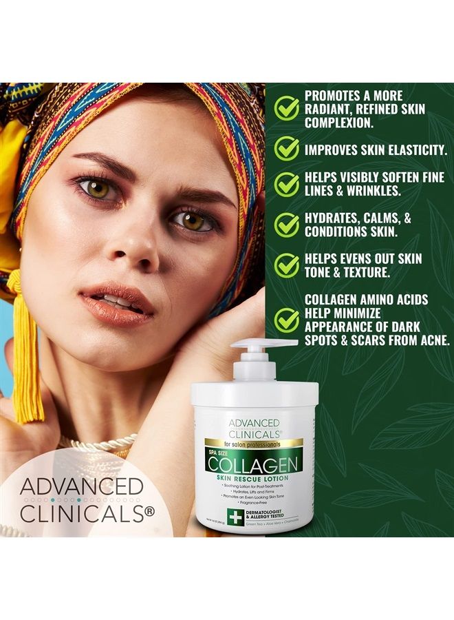 Advanced Clinicals Collagen Body Cream Lotion + Collagen Facial Serum Moisturizer Skin Care Set - Collagen Body Lotion & Plumping Face Serum Help Hydrate, Moisturize, & Firm Dry Skin, 2-Piece Set - Image 4