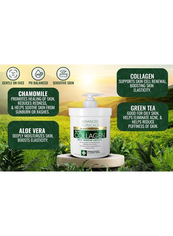 Advanced Clinicals Collagen Body Cream Lotion + Collagen Facial Serum Moisturizer Skin Care Set - Collagen Body Lotion & Plumping Face Serum Help Hydrate, Moisturize, & Firm Dry Skin, 2-Piece Set - Image 3