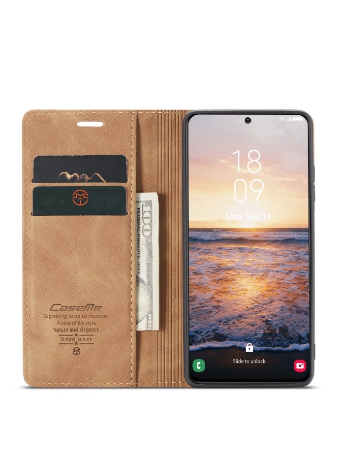 CaseMe Samsung Galaxy S24 plus Case Wallet, for Samsung Galaxy S24 plus Wallet Case Book Folding Flip Folio Case with Magnetic Kickstand Card Slots Protective Cover - Brown - Image 5