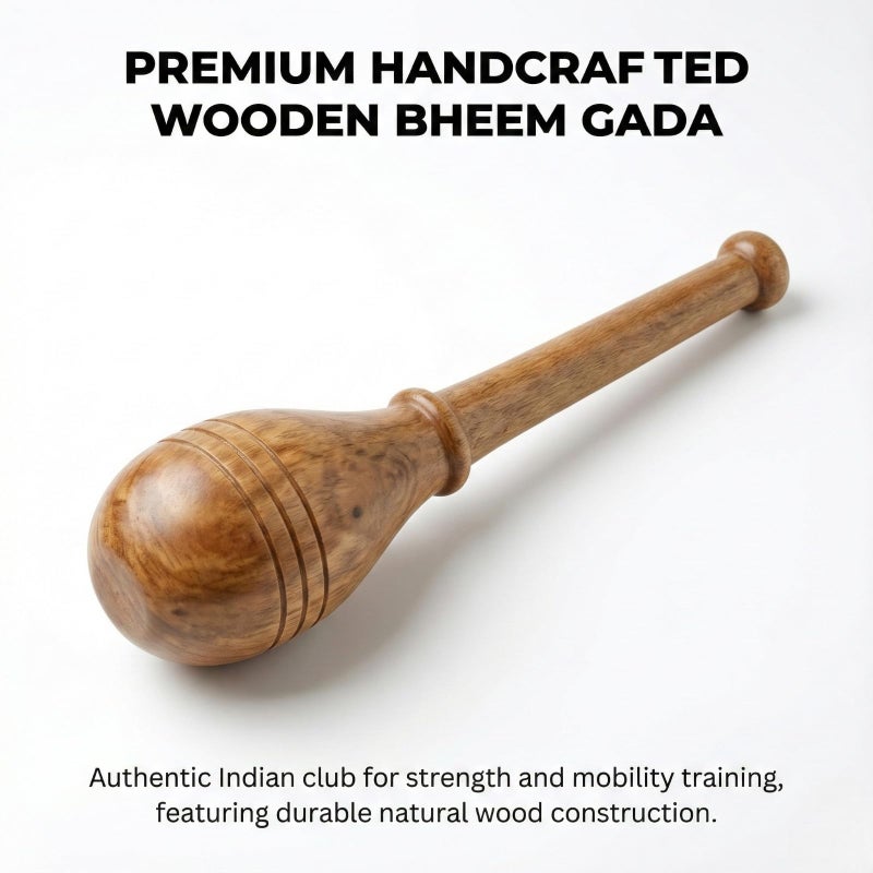 KNK GADA FITNESS BAR INDIAN CLUB BHEEM MACE SHOULDER EQUIPMENT MEEL KARLA KATAI FITNESS DURABLE WOODEN EQUIPMENT (4 to 5 Kg.) - Image 2