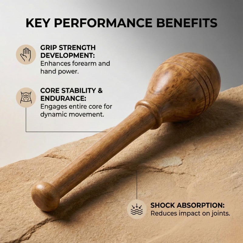 KNK GADA FITNESS BAR INDIAN CLUB BHEEM MACE SHOULDER EQUIPMENT MEEL KARLA KATAI FITNESS DURABLE WOODEN EQUIPMENT (4 to 5 Kg.) - Image 4