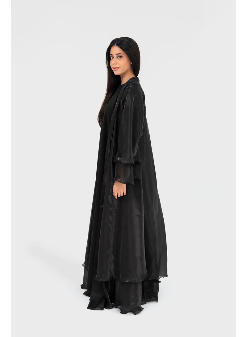 اوفيليا عباية ساحرة للنساء – عباية أنيقة محتشمة بطول كامل باللون الأسود الداكن مع أكمام طويلة