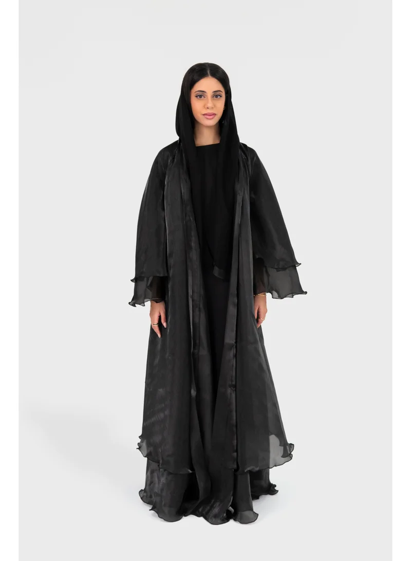 اوفيليا عباية ساحرة للنساء – عباية أنيقة محتشمة بطول كامل باللون الأسود الداكن مع أكمام طويلة