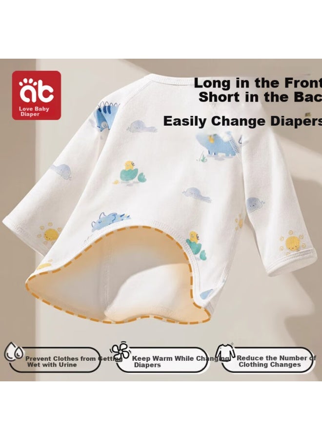 AIBEDILA Aibei Dila Newborn Baby Half-back Pure Cotton Class A Top Long-sleeved Baby Clothes For Newborns 0-3 Months Belly-protecting Clothes Size 59  - Image 2